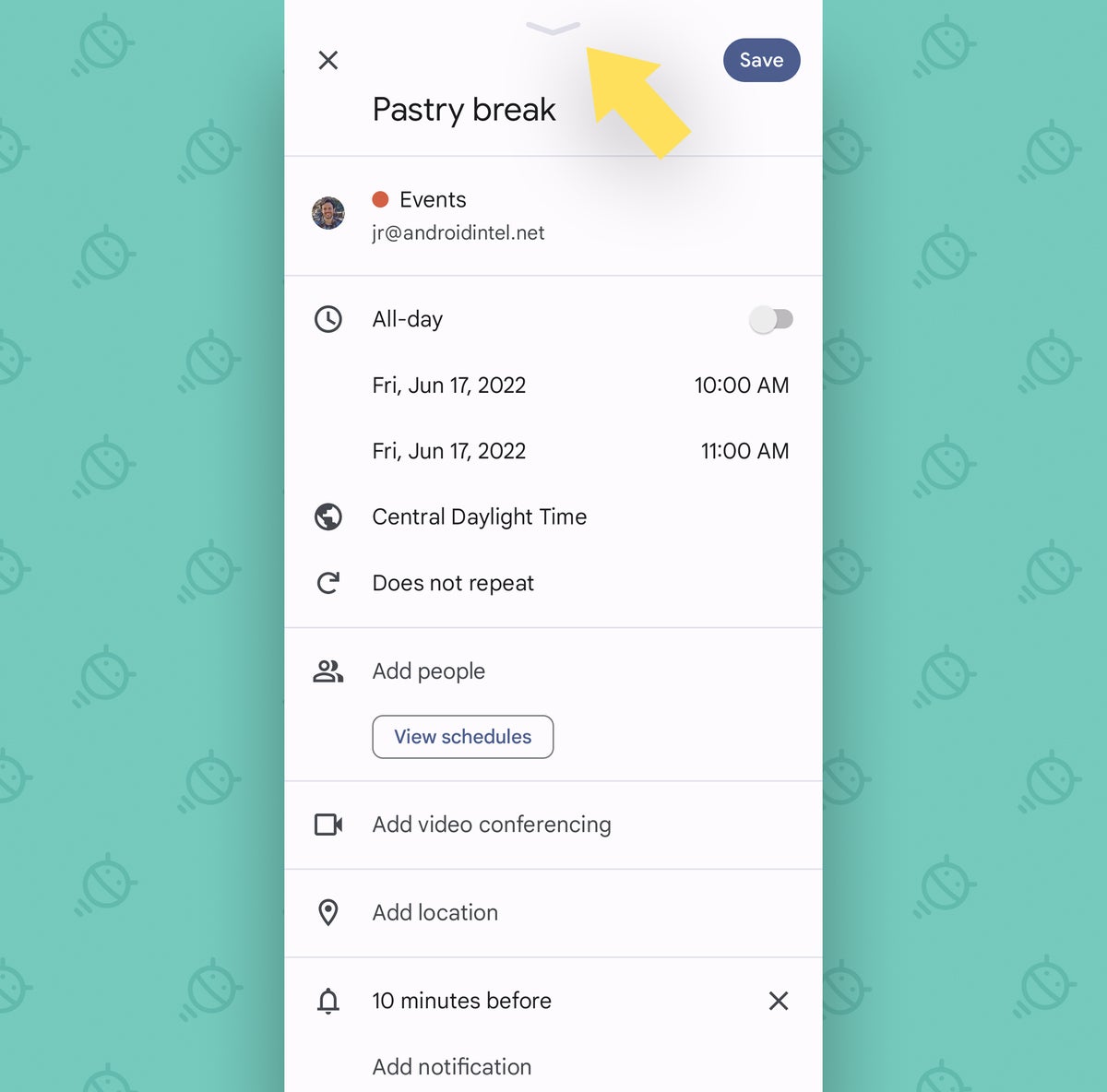 Google Calendar Android: event minimize