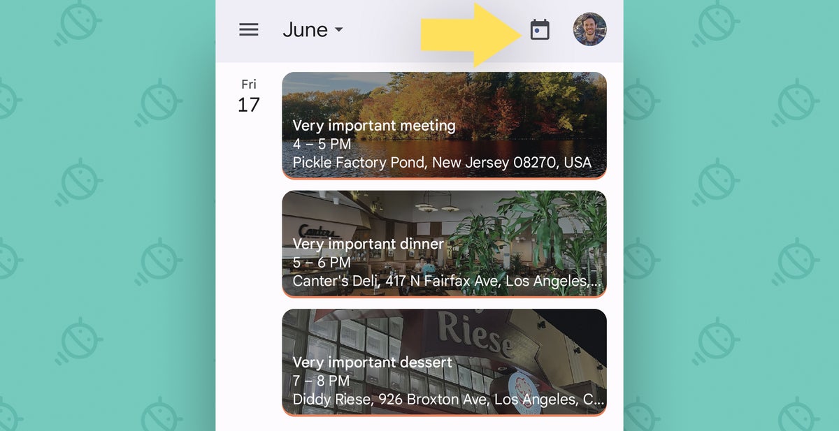 Google Calendar Android: jump to today